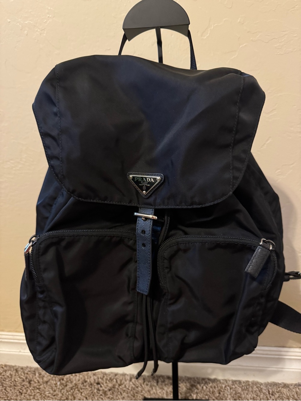 Prada Black Nylon Backpack with Front Pockets - Picture 2 of 10
